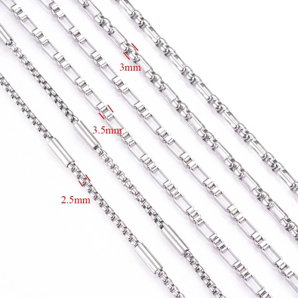New 1 piece Stainless Steel Square Pearl 3:1 Handmade Box Chain DIY Jewelry Making Bracelet Anklet Necklace