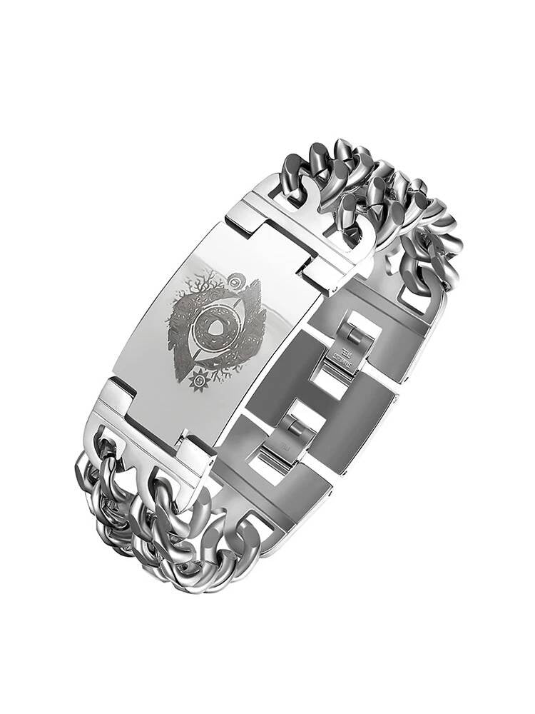 Black Stainless Steel Wolf Head Bracelet – Viking Chain Style C