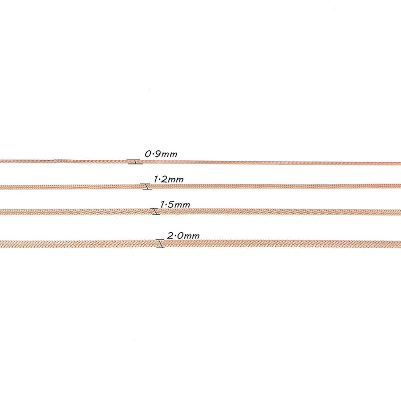 1 piece Rose Gold Color Square Snake Chain Women Jewelry 316 Stainless steel Necklace chain Width 0.9/1.2/1.5/2mm