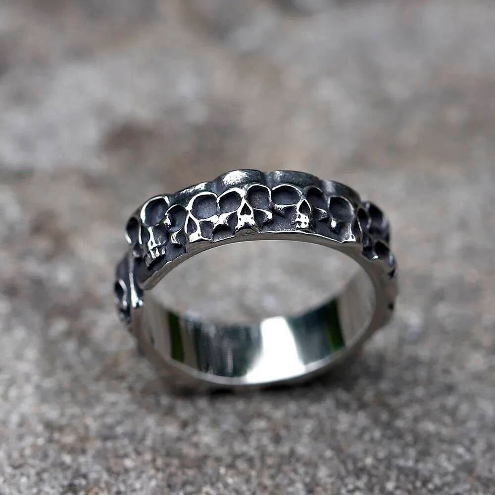 Minimalist Skull Biker Ring – 316L Stainless Steel for Edgy Teen Style