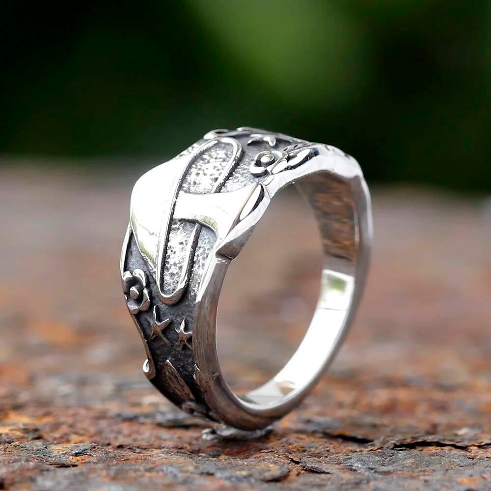 Spade 'A' Gothic Signet Ring – 316L Stainless Steel Vintage Letter Band