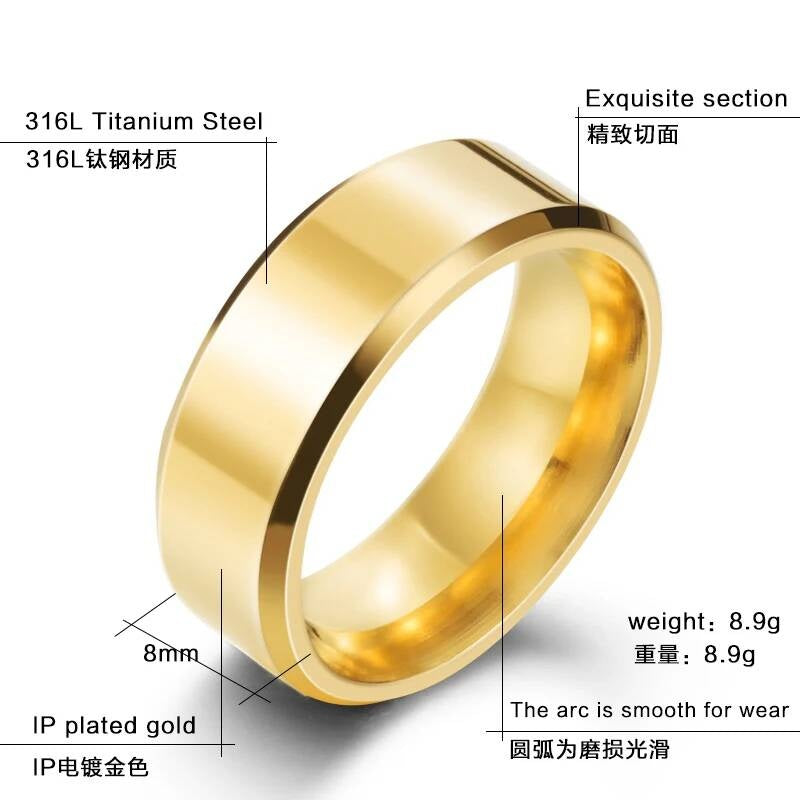 Four-Color Polished Ring - Stainless Steel Men's Fashion Jewelry in Pop Hues