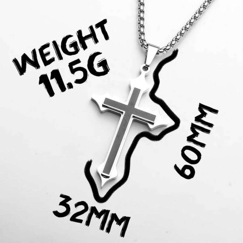 316L Stainless Steel Black Cross Pendant Necklace – Gothic Christian Jewelry