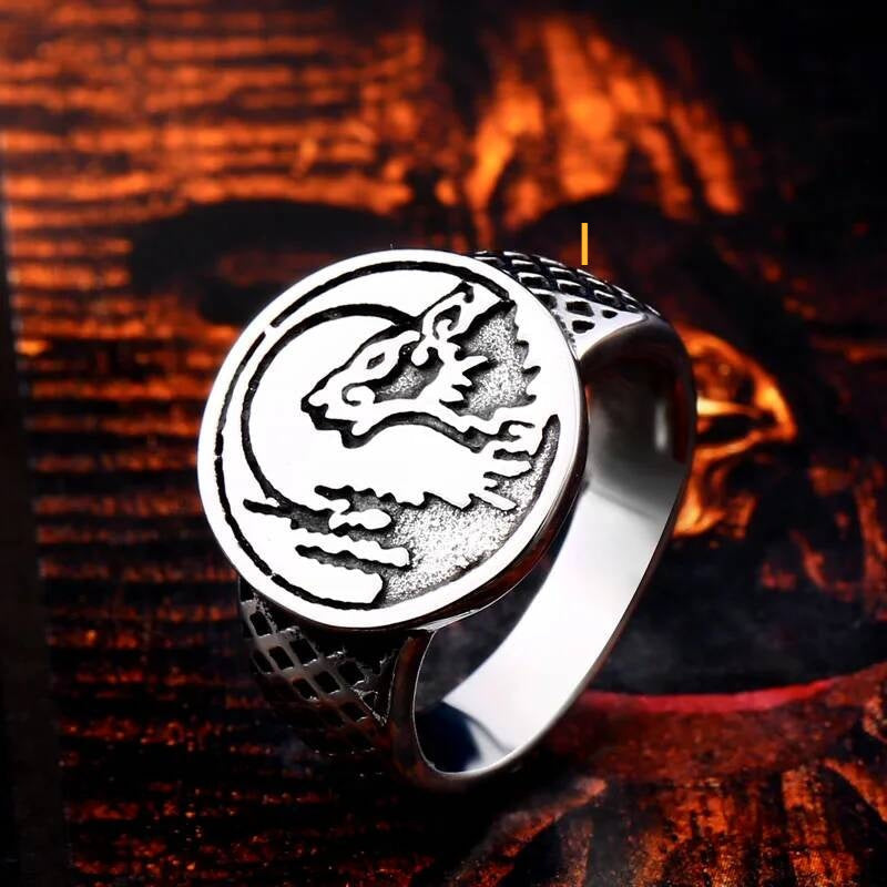 Odin Raven & Wolf Totem Ring – 316L Stainless Steel Norse Amulet Set