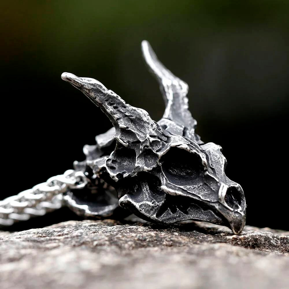 Dragon Skull Pendant – Dark Gothic Fantasy Necklace