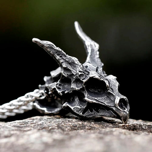 Dragon Skull Pendant – Dark Gothic Fantasy Necklace