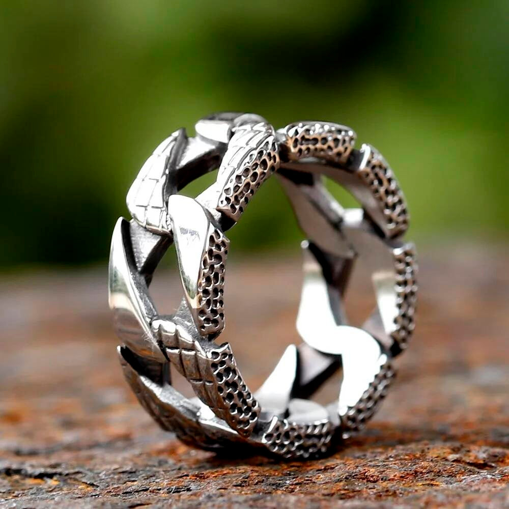 Gothic Chain Link Ring - Stainless Steel Unisex Punk Biker Jewelry