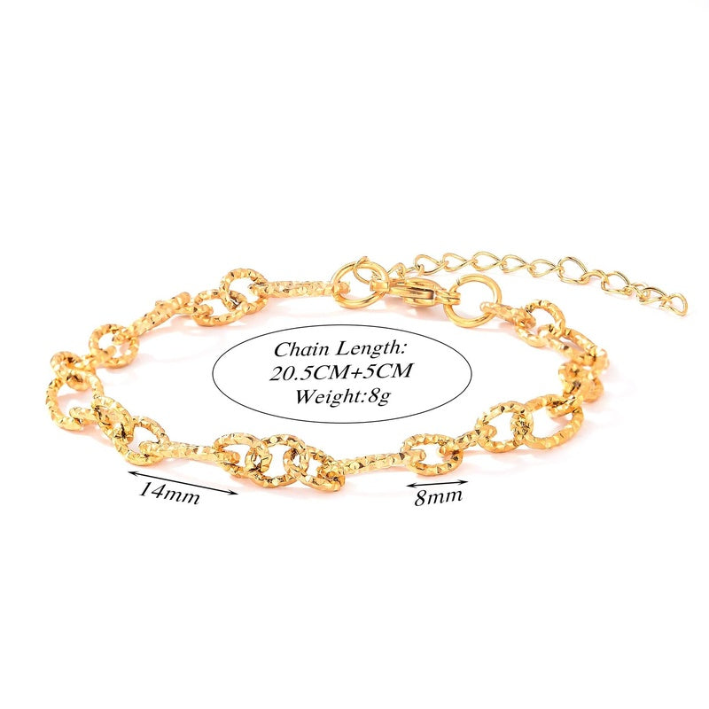 Stainless Steel Chunky Link Chain Bracelet For Women Gold Plated Waterproof Hip-hop Rock Style Women's Bracelets 20cm+5cm 5
