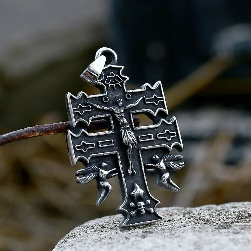 Men's 316L Stainless Steel Jesus Cross Pendant Necklace Religious Punk Jewelry LP-775 CN