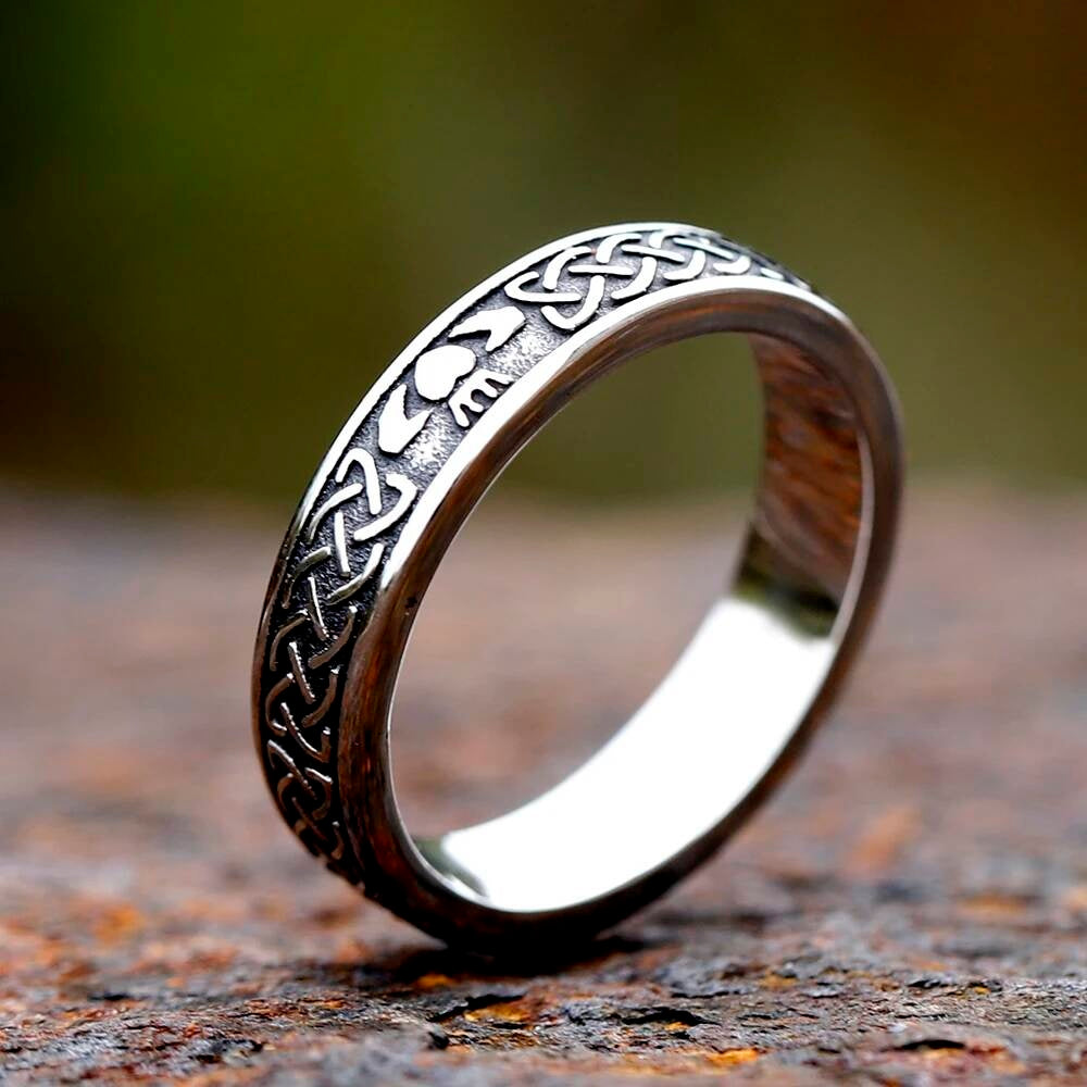 Nordic Lover’s Rune Ring – 316L Stainless Steel Viking Couples Band As Shown