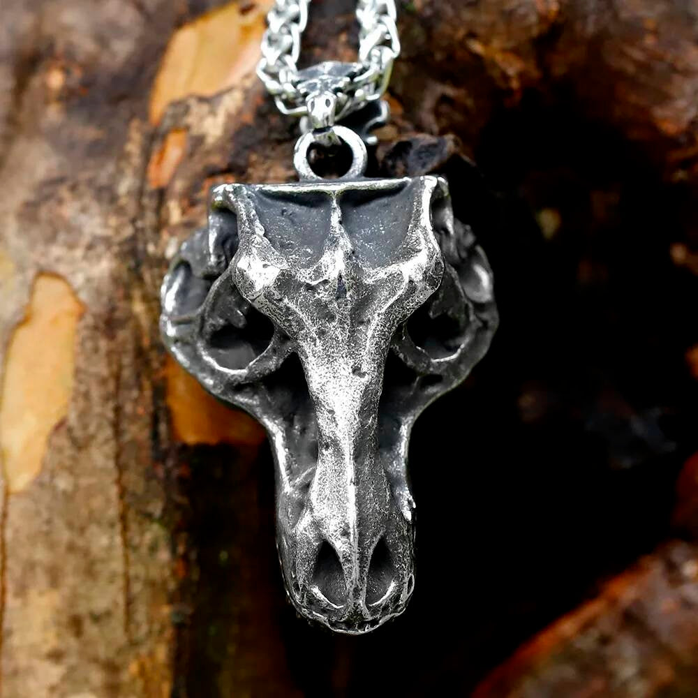 Skeletons in Coffin Pendant Necklace, Gothic Silver Jewelry with Death and Love Symbolism LP-748 CN