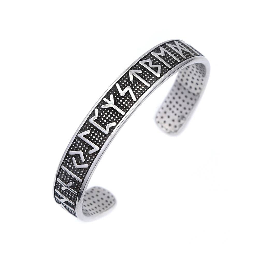 Viking Rune Bracelet – Nordic Stainless Steel Cuff Bangle Style A