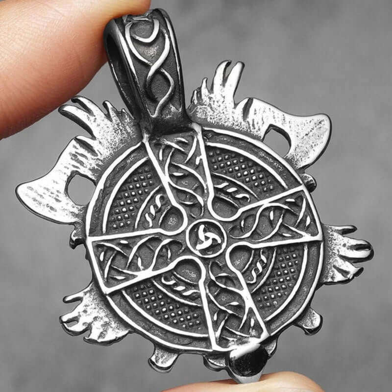 Men’s Viking Warrior Odin Pendant Necklace – 316L Stainless Steel Norse Jewelry