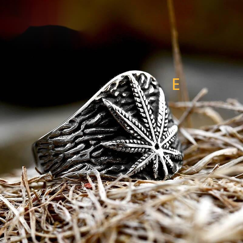 Maple Leaf Signet Ring - Stainless Steel Hip Hop Punk Jewelry for Men