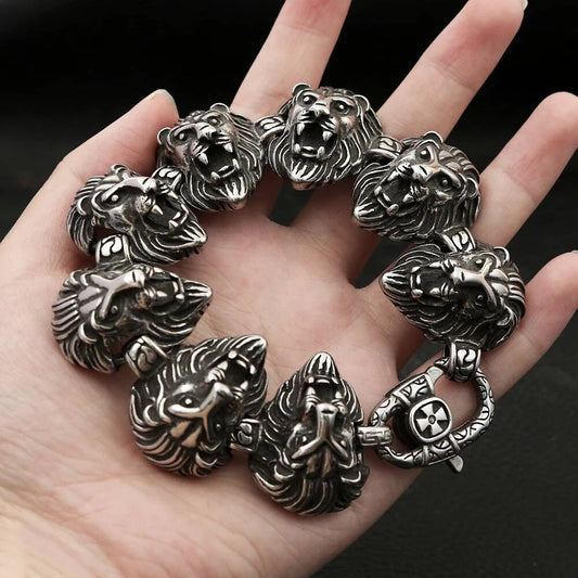 Stainless Steel Lion Head Chain Bracelet – Bold King’s Power Jewelry