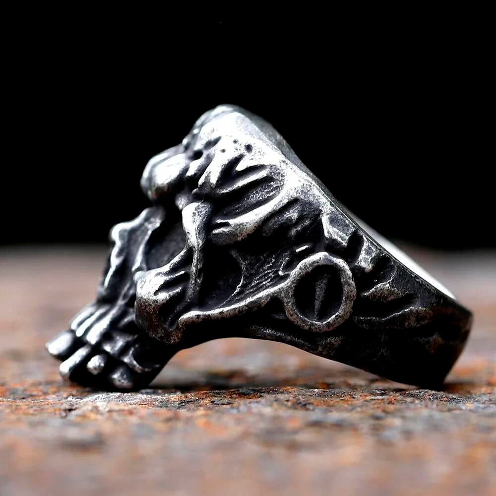 Heavy Skull Head Ring - Gothic Stainless Steel Men's Biker Jewelry