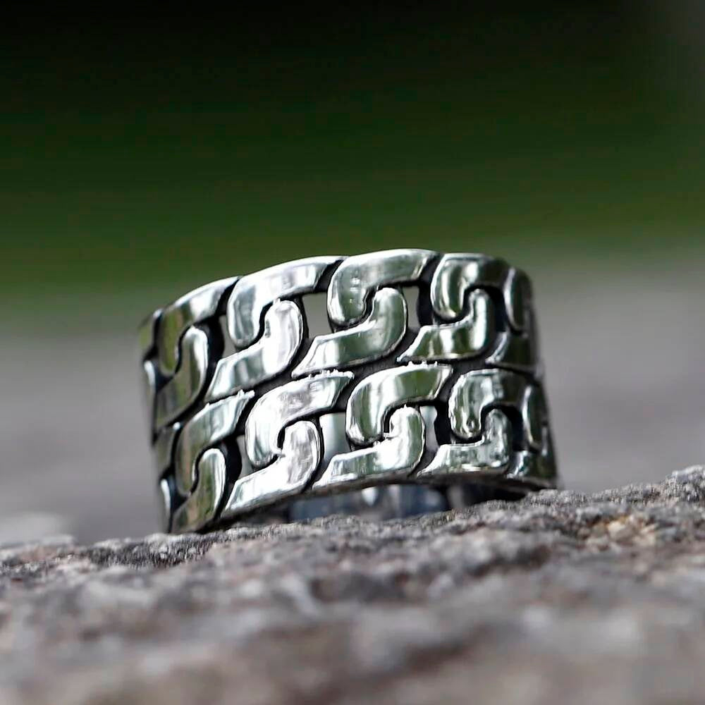 Men's 316L Stainless - Steel Double - Chain Rings For Teens - Fashion With