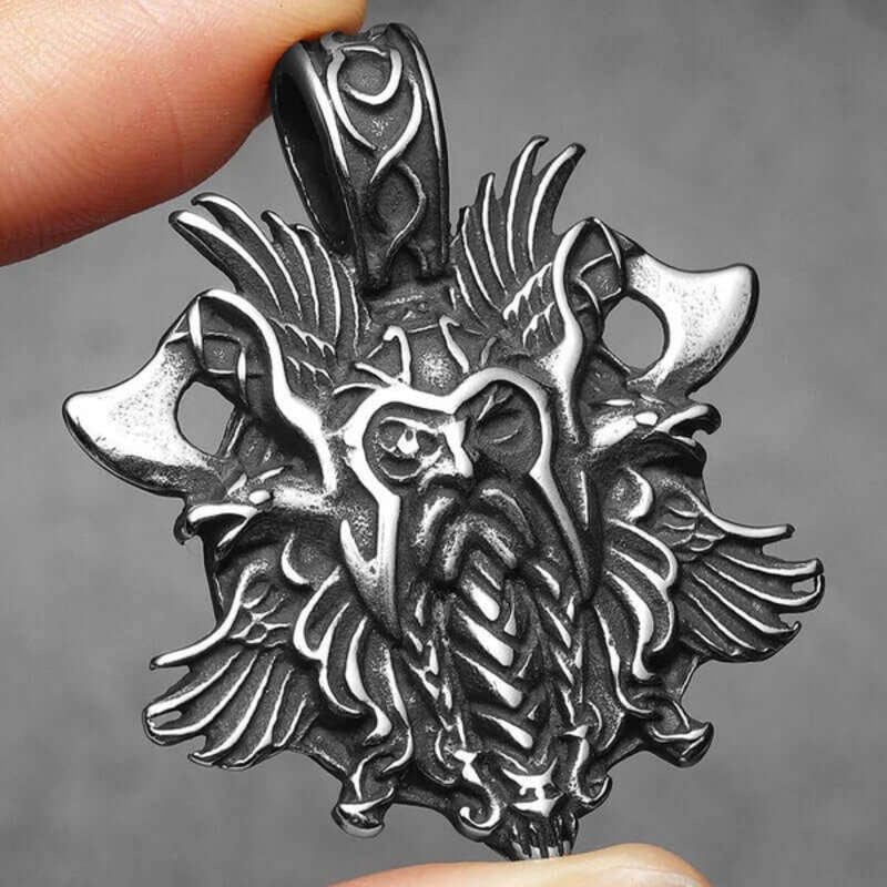 Men’s Viking Warrior Odin Pendant Necklace – 316L Stainless Steel Norse Jewelry