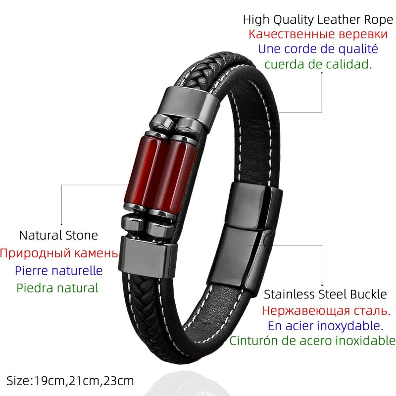 Natural Tiger Eye Agates Crystal Beads Handmade Bracelets Bohemia Style Men Women Leather Bangles Fashion Jewelry Gifts