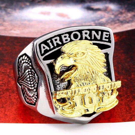 316L Stainless Steel 101st Airborne Eagle Ring Military Biker Jewelry