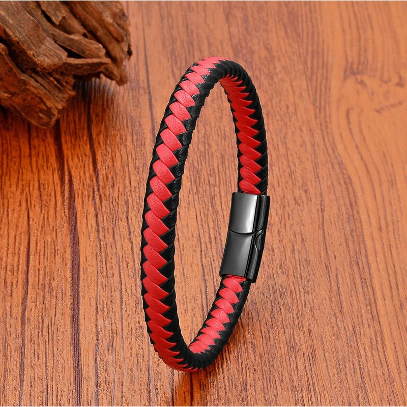Black Braided Leather Bracelet with Green Jade Beads - Stylish Multi-Layer Magnetic Clasp Jewelry for Casual Wear and Gifts