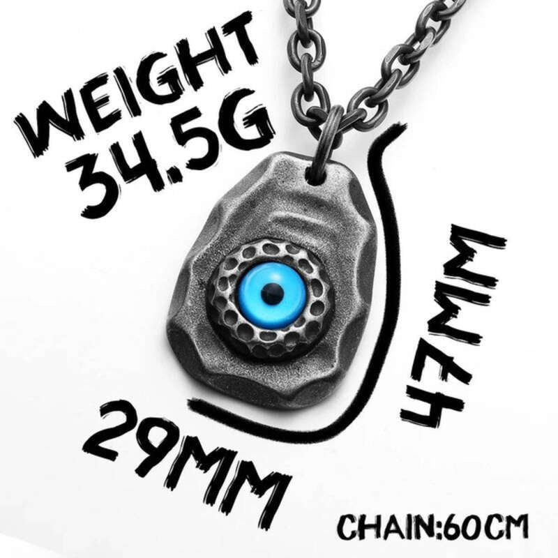 Evil Eye Protection Pendant – Black Stainless Steel Amulet Necklace