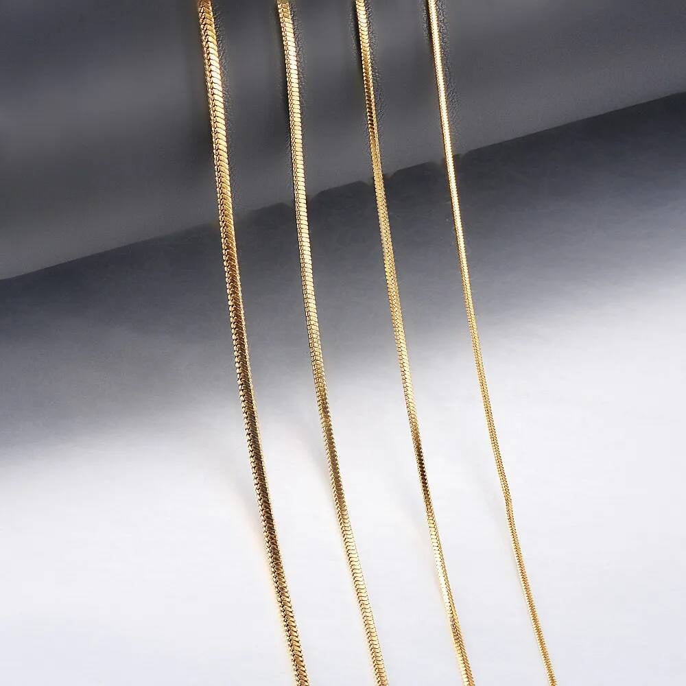 1 piece Width 0.9mm/1.2mm/1.5mm Gold Color Square Snake Chain Men Women 316 Stainless steel Necklace Jewelry