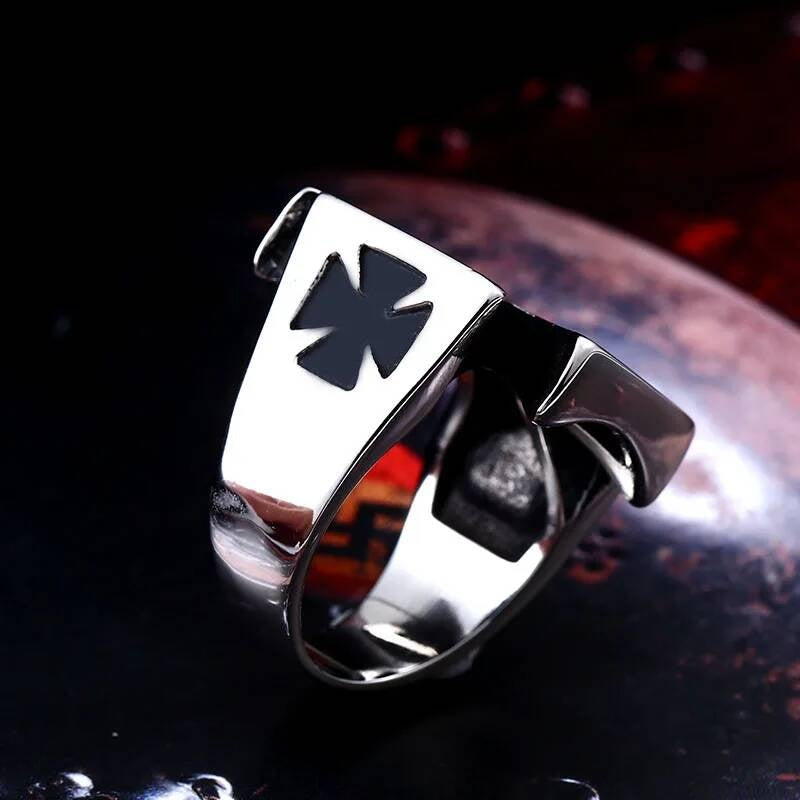 Iron Cross Stainless Steel Ring – Gothic Punk Biker Statement Jewelry