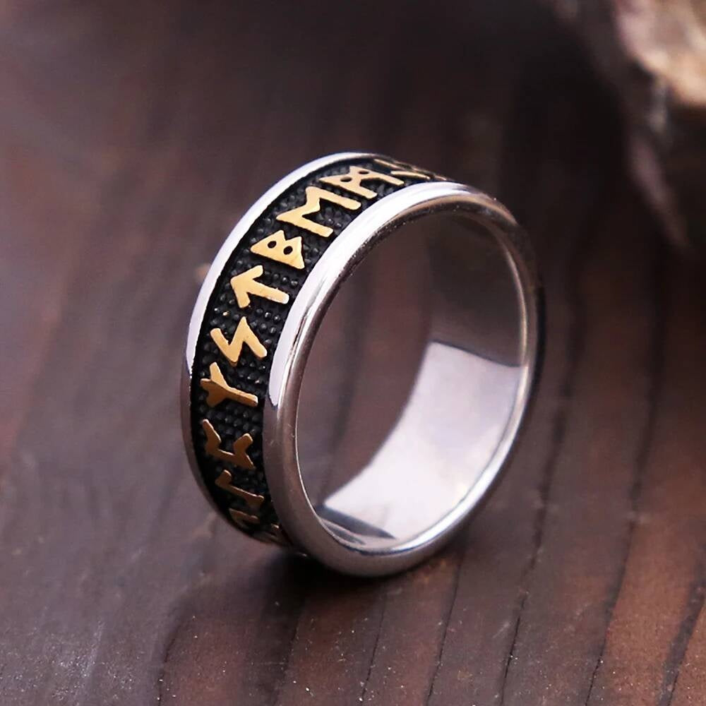 Nordic Rune Ring – 316L Stainless Steel Unisex Viking Amulet Band