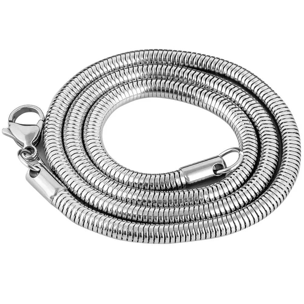 1 piece Stainless steel Round Snake Chain Pendant For Men Women Necklace Jewelry