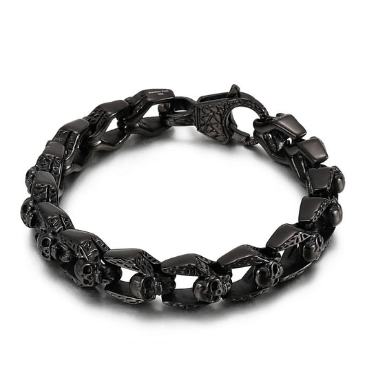 316L Stainless Steel Evil Skull Chain Bracelet Men Demon Ghost Punk Wristband Jewelry