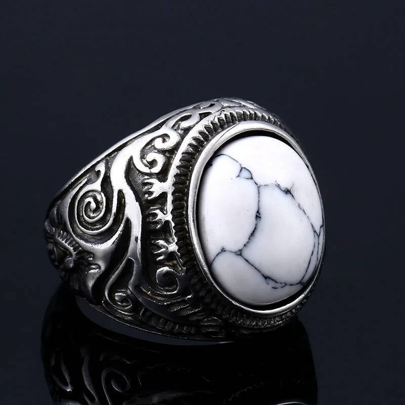 Vintage Tiger Eye Stone Ring – Stainless Steel Gothic Biker Jewelry