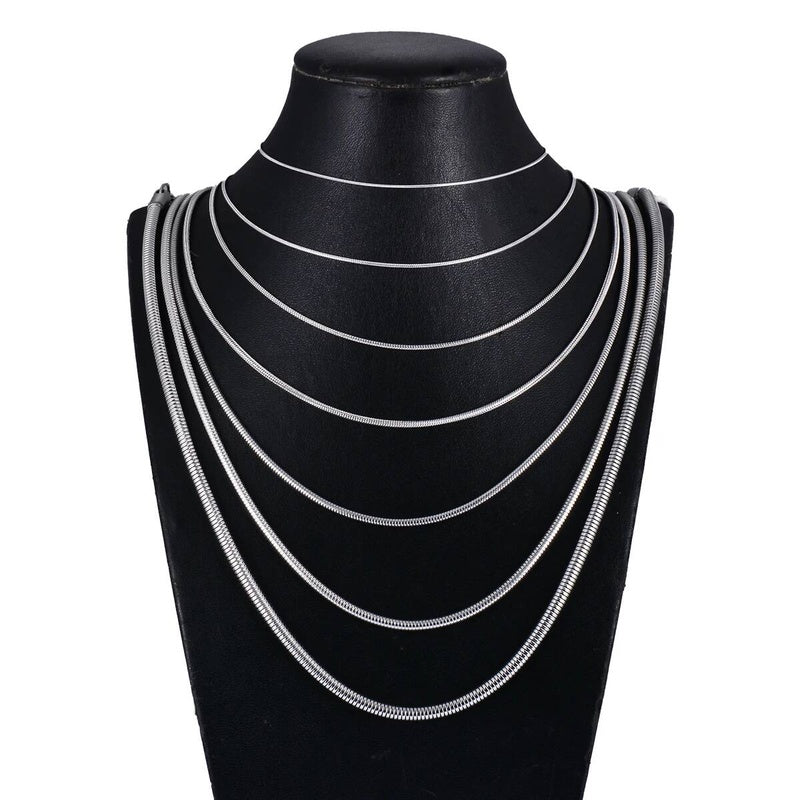 1 piece Stainless steel Round Snake Chain Pendant For Men Women Necklace Jewelry