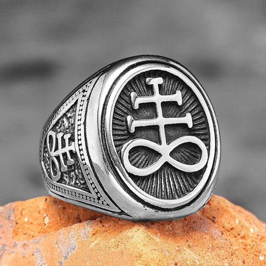 Lucifer Satan Gothic Ring 316L Stainless Steel Punk Jewelry for Men