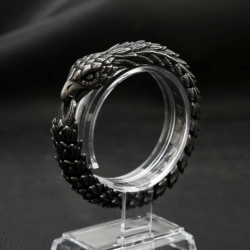 Viking Eagle Ouroboros Bracelet – Norse Stainless Steel Armring