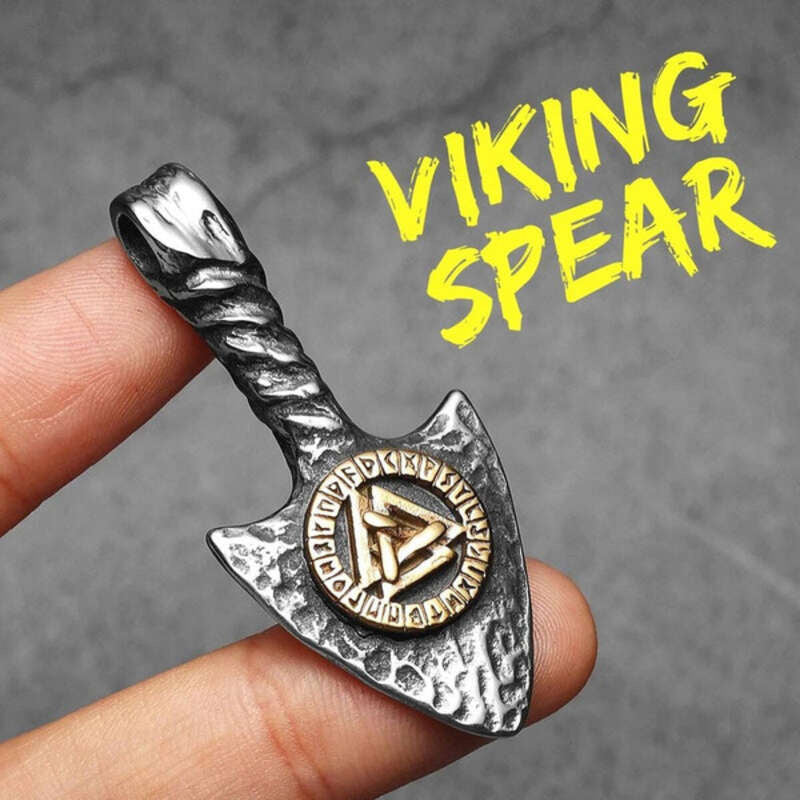 Viking Arrowhead Valknut Pendant Necklace – 316L Stainless Steel Rune Amulet N1463-Only Pendant-G