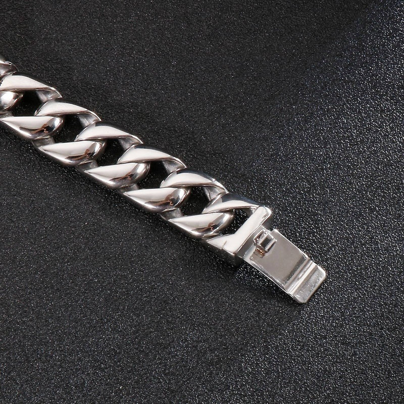 Punk Skull Ghost Cuban Chain Men's Bracelet Stainless Steel 316L Jewelry