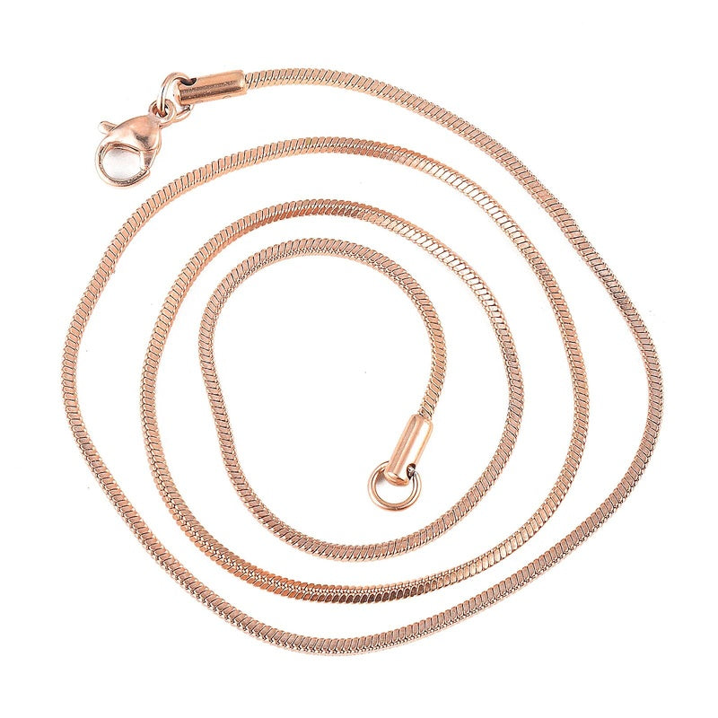 1 piece Rose Gold Color Square Snake Chain Women Jewelry 316 Stainless steel Necklace chain Width 0.9/1.2/1.5/2mm