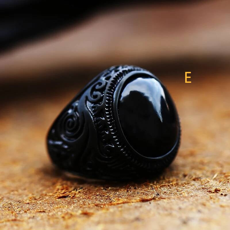 Vintage Tiger Eye Stone Ring – Stainless Steel Gothic Biker Jewelry