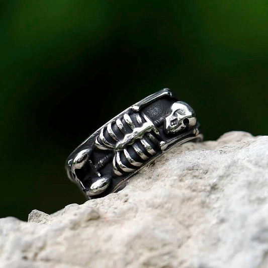 Aegishjalmur Skull Ring - Vintage Stainless Steel Biker Punk Jewelry