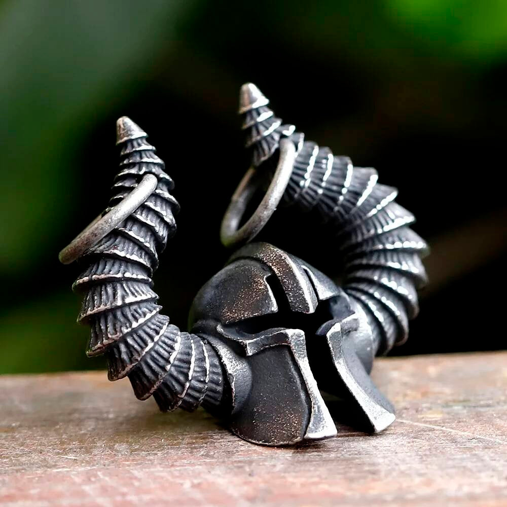 Viking Warrior Helmet Pendant – Silver Horned Helm Necklace