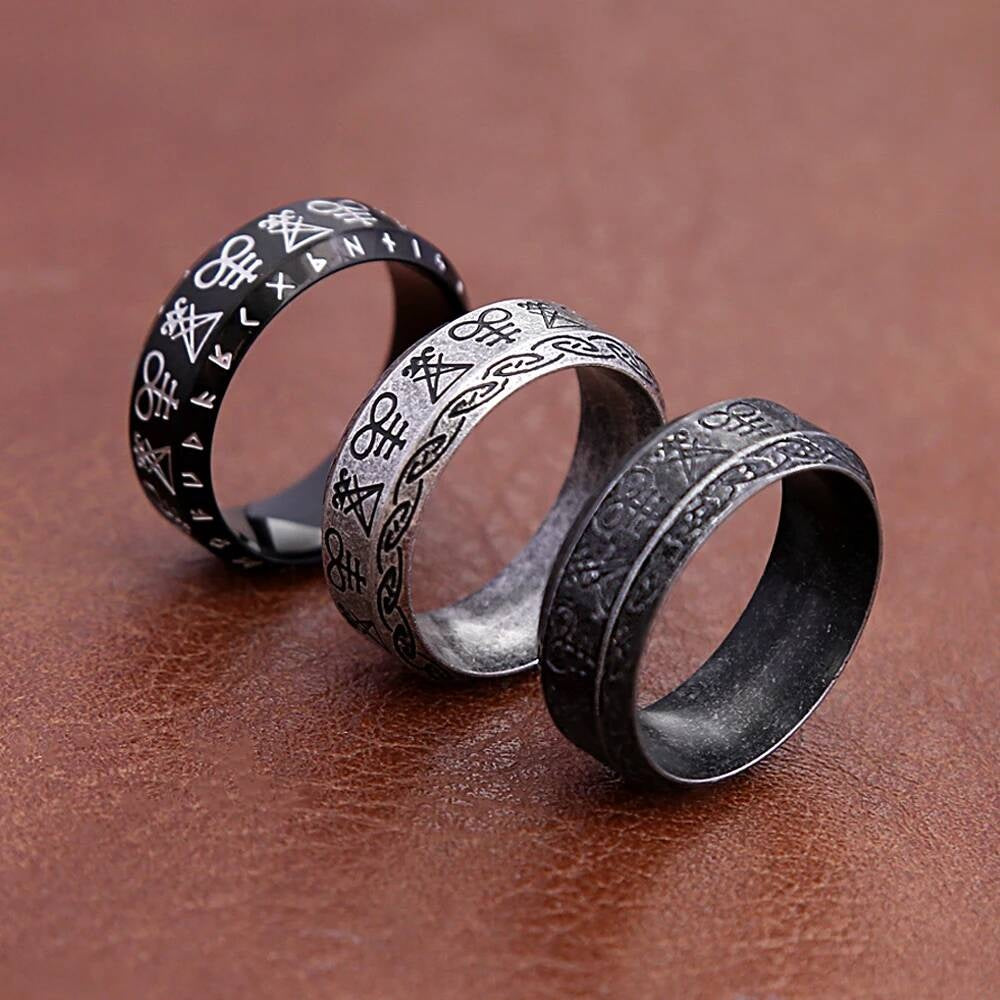 Nordic Viking Rune Rings For Men Punk Fashion Vikings Amulet Ring