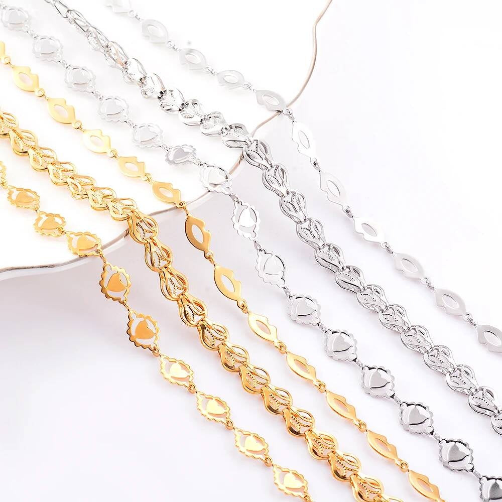 1Pc Length 21-70cm Stainless Steel Gold Color Lip Love Heart Handmade Link Chain Necklace