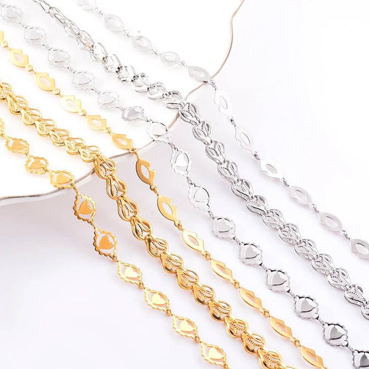 1Pc Length 21-70cm Stainless Steel Gold Color Lip Love Heart Handmade Link Chain Necklace