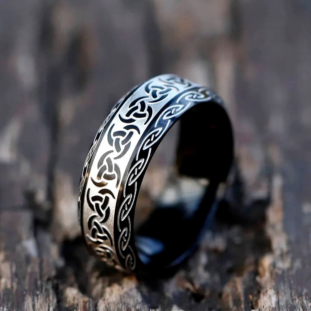Viking Rune Skull Amulet Ring – 316L Stainless Steel Youth Gothic Jewelry black