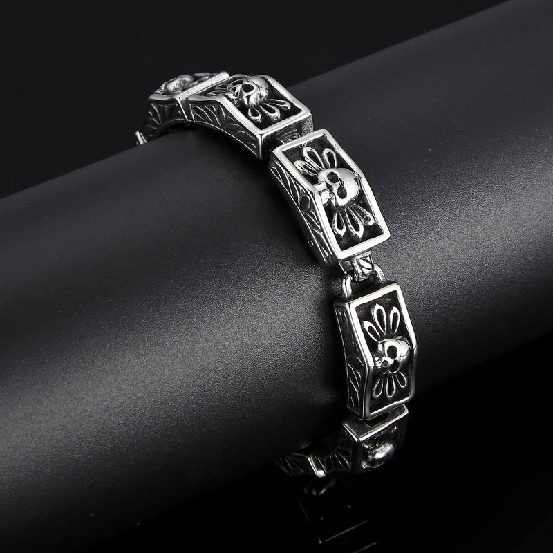 12mm Skull Bone Men's Bracelet Charm Jewelry Stainless Steel 316L
