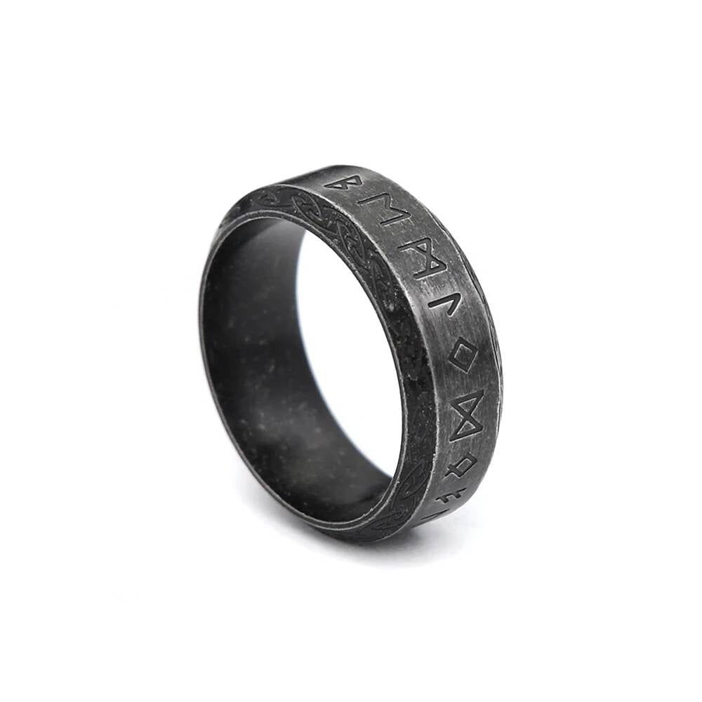 Viking Rune & Celtic Knot Ring – 316L Stainless Steel Unisex Amulet Style B
