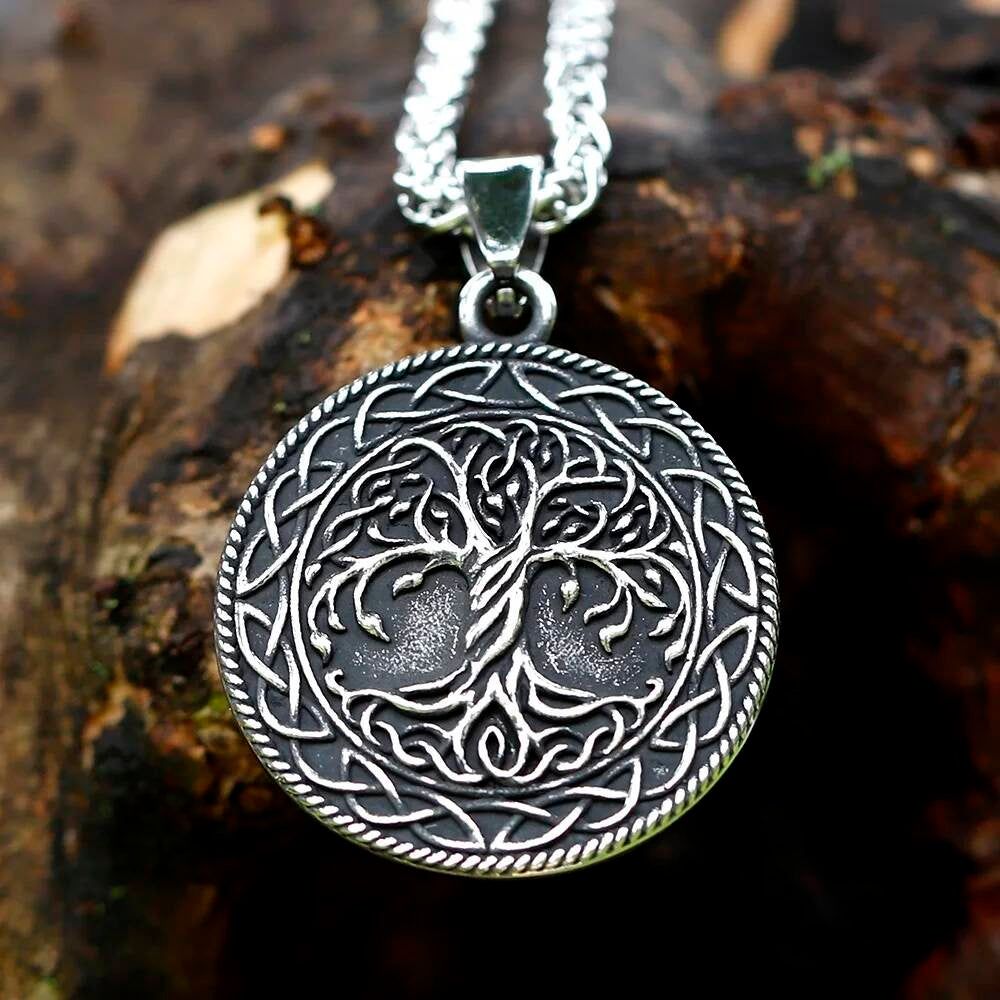 Celtic Tree of Life Pendant Necklace – Stainless Steel Norse Yggdrasil Symbol