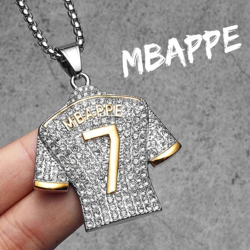 Sparkling Football Jersey Pendants - Messi #10, Messi #30, Ronaldo #7, Stylish Sports Jewelry Mbappe7-SG