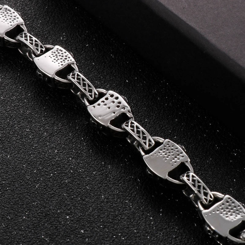 14mm Punk Skull Charm Bracelet Men Stainless Steel 316L Boyfriend Gift